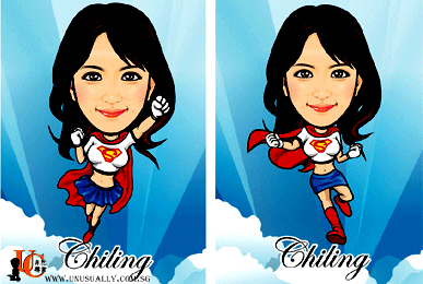 Digital Caricature Drawing - Sexy Super Women Theme